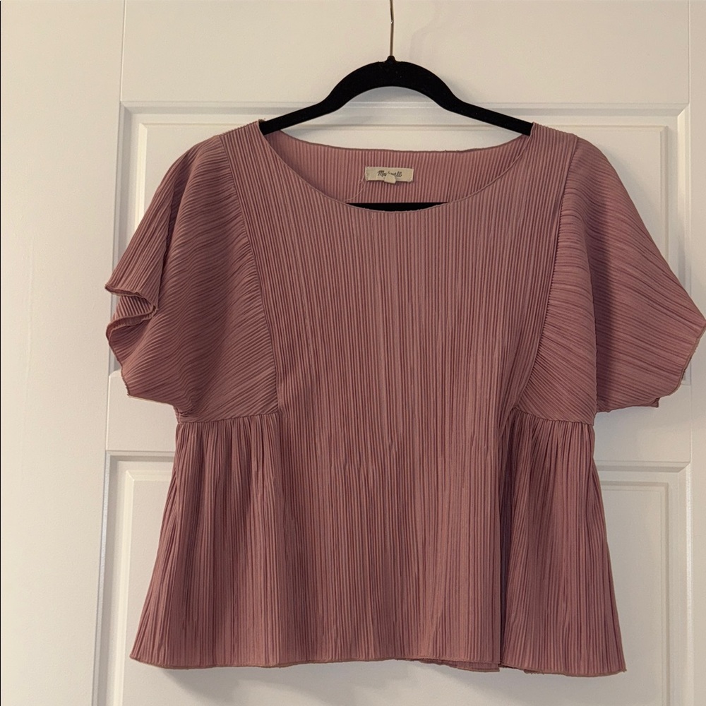 Madewell Dusty Blush Pleated Blouse